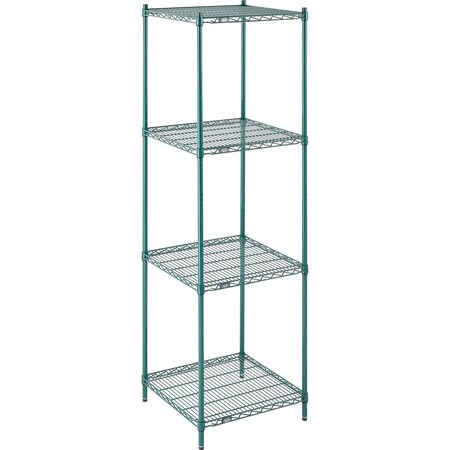 Nexel Wire Shelving, Green Epoxy, 30W X 24D X 86H 24308G